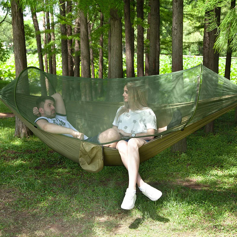 2023 Camping Hammock with Mosquito Net Pop-Up Light Portable Outdoor Parachute Hammocks Swing Sleeping Hammock Camping Stuff