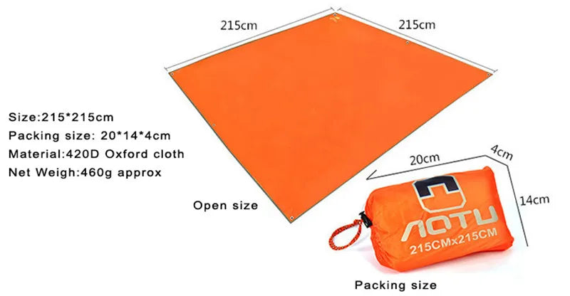 Tent Tarp 215 X 215cm Camping Mat Large Waterproof Oxford Cloth  Material Camping Picnic Beach Moisture-Proof Mat sunshade