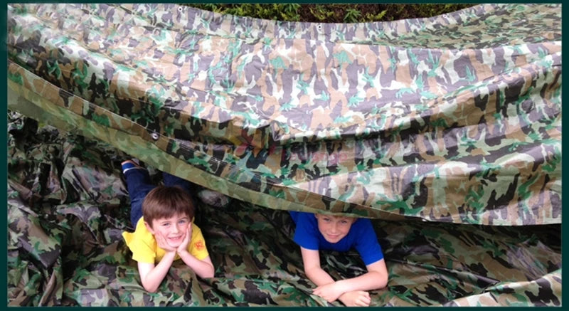 Tewango Camouflage Tarpaulin Heavy Duty Tarp Waterproof Ground Sheet Camping Camo Outdoor Waterproof Tarp SunShade Sail 110GSM