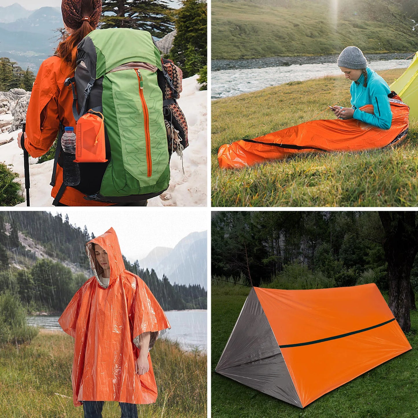 Outdoor Waterproof Emergency Survival Tent Shelter with Sleeping Bag for Camping Hiking Adventure Emergency Survival Tent