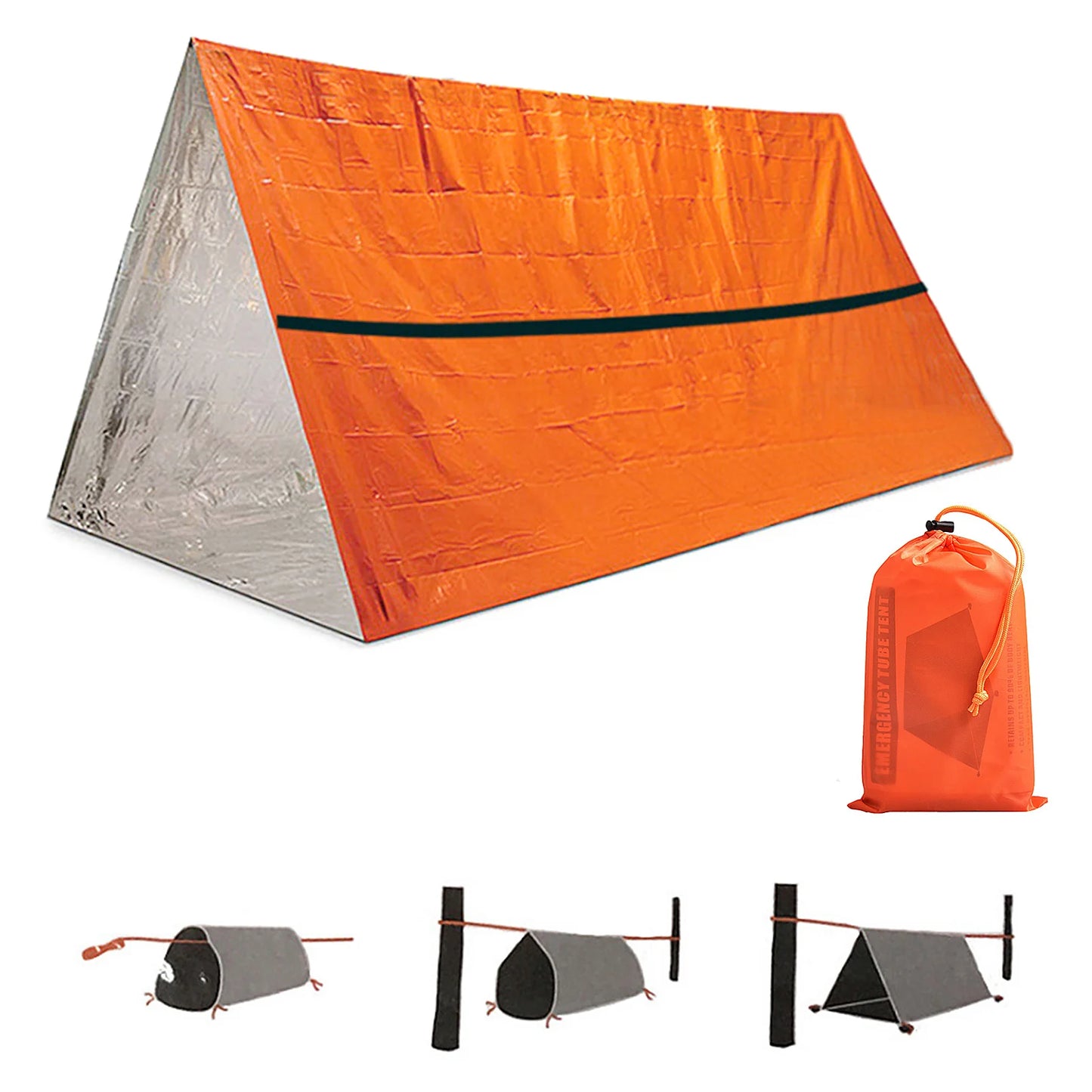 Outdoor Waterproof Emergency Survival Tent Shelter with Sleeping Bag for Camping Hiking Adventure Emergency Survival Tent