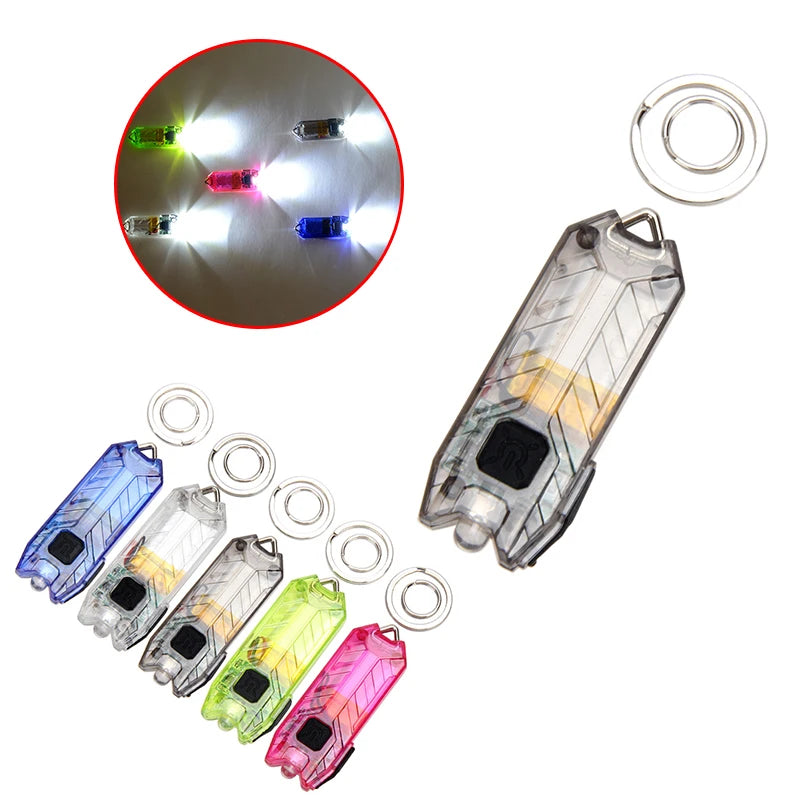 1pc Portable 45LM 2 Modes LED Light Keychain Mini Flashlight Rechargeable USB Torch LED Light Key Chain Camping Outdoor Tools