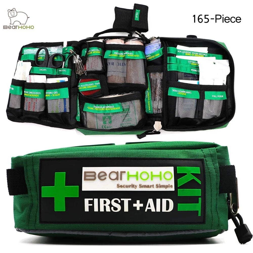 Hiking First Aid Kit Bag Survival Kits Handy  165-Piece Emergency Medical Rescue Workplace Outdoors Car Luggage School