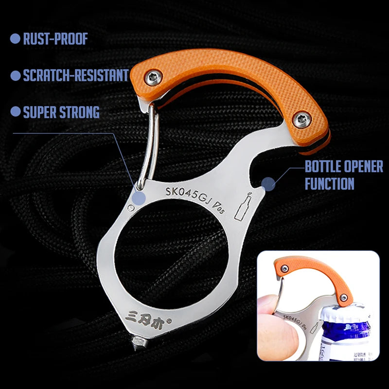 Outdoor Survival Tool Carabiner Multi-tool Key Chain Ring Tiger Pinion Multifunction Tools Glass Breaker