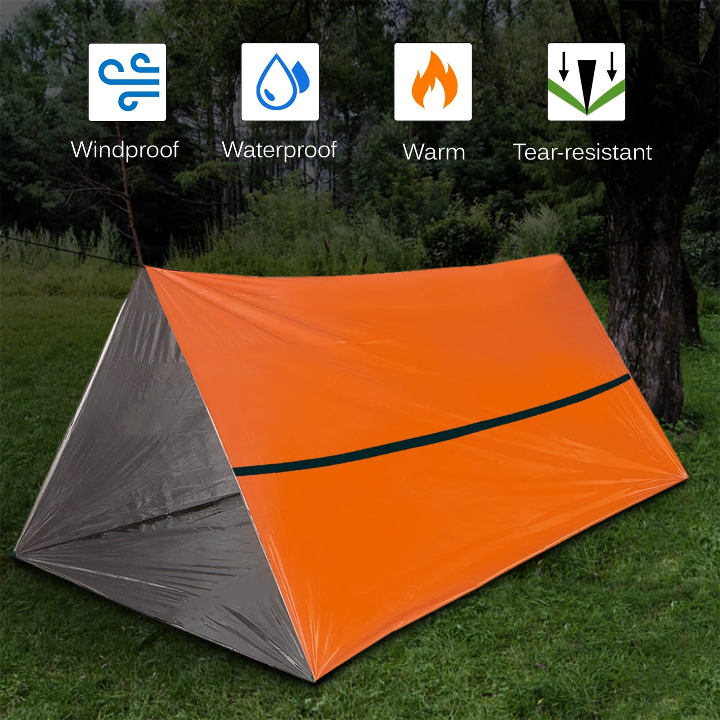 Outdoor Waterproof Emergency Survival Tent Shelter with Sleeping Bag for Camping Hiking Adventure Emergency Survival Tent