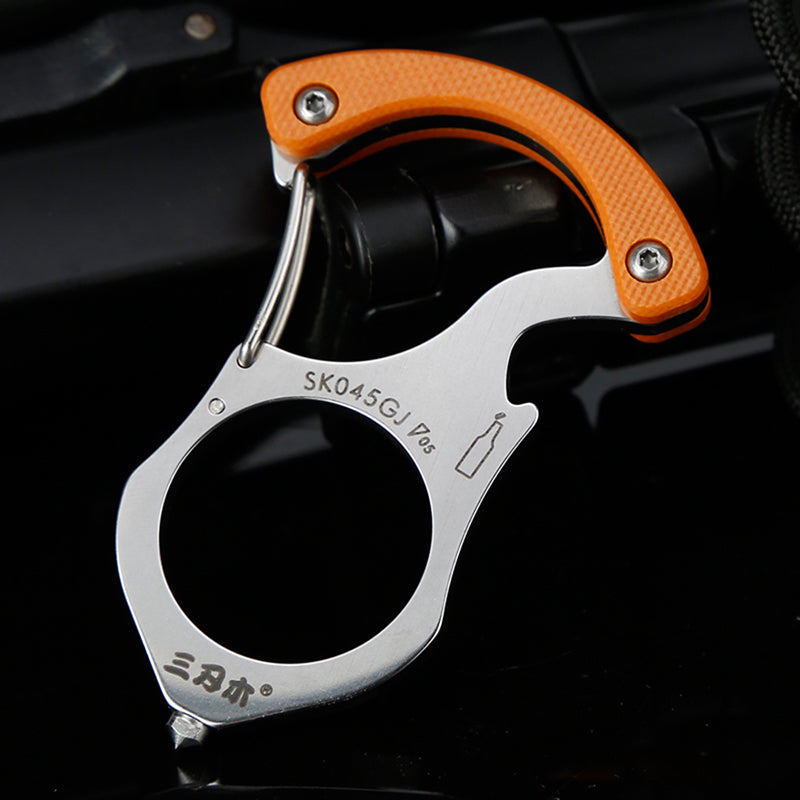 Outdoor Survival Tool Carabiner Multi-tool Key Chain Ring Tiger Pinion Multifunction Tools Glass Breaker