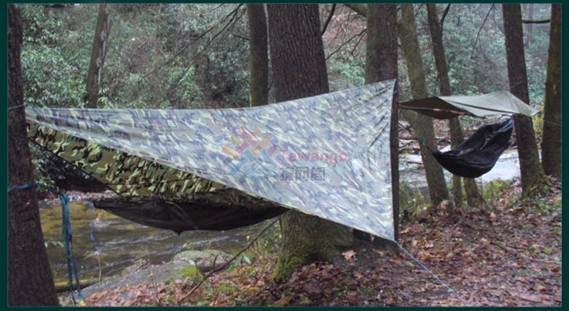 Tewango Camouflage Tarpaulin Heavy Duty Tarp Waterproof Ground Sheet Camping Camo Outdoor Waterproof Tarp SunShade Sail 110GSM