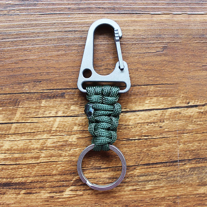 Titanium Alloy Shackle EDC Survival Paracord Keychain Outdoor Hook Buckle