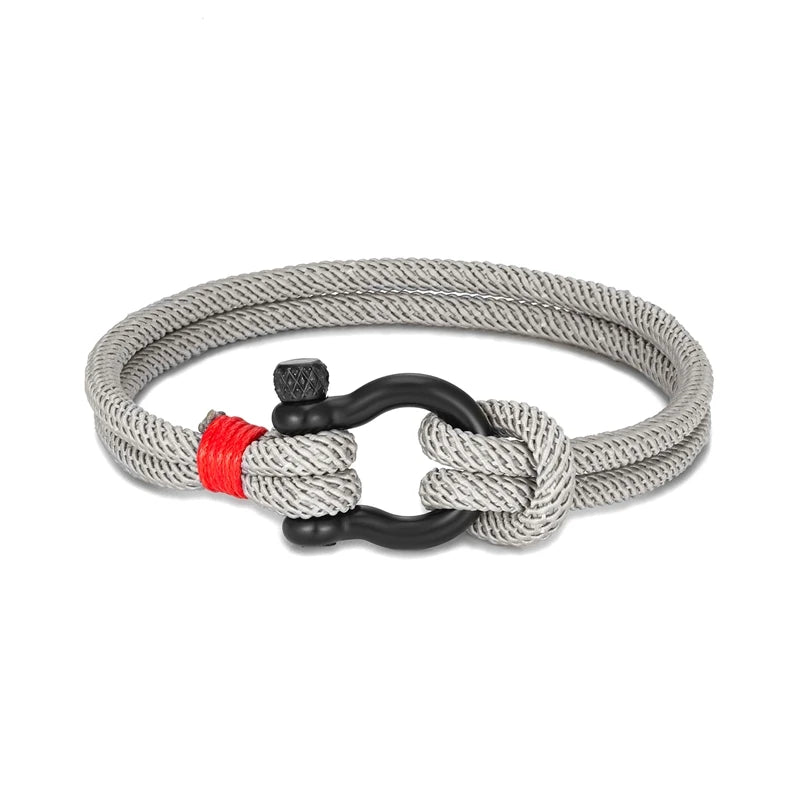 MKENDN Men's Nautical Double Strand Shackle Clasp Survival Bracelet Women Outdoor Camping Rescue Emergency Sailing Rope Jewelry