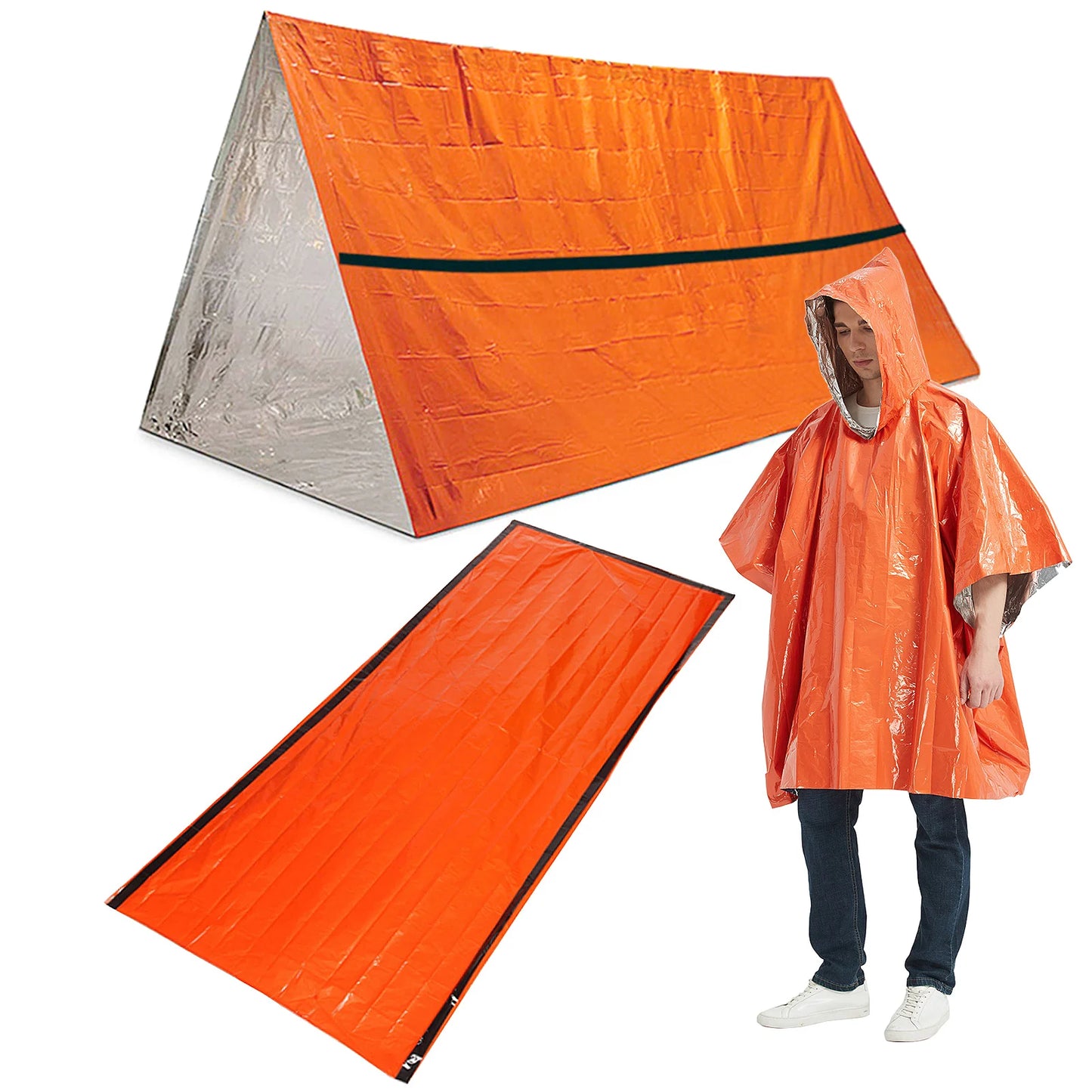 Outdoor Waterproof Emergency Survival Tent Shelter with Sleeping Bag for Camping Hiking Adventure Emergency Survival Tent