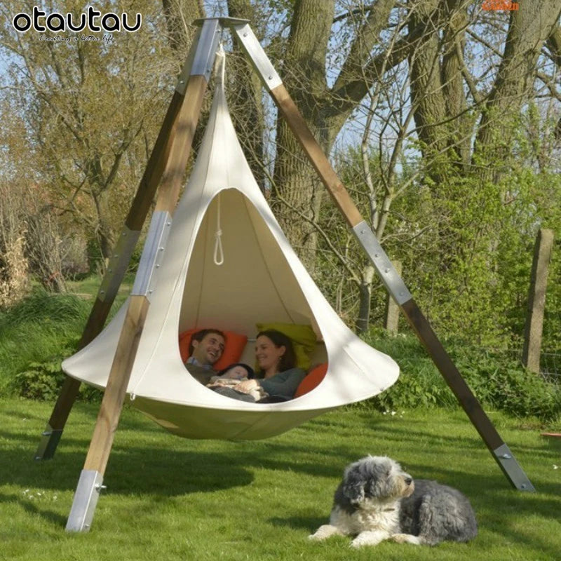 OTAUTAU Outdoor Hammock Tent Bed Hanging Swing Teepee Tree Hamaca Garden Camping Children Bedroom Room Gym Fitness Beds DC001