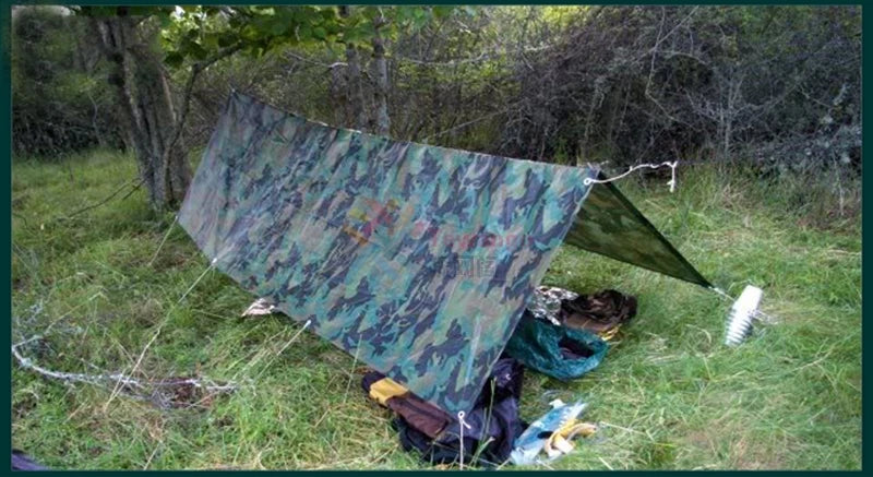 Tewango Camouflage Tarpaulin Heavy Duty Tarp Waterproof Ground Sheet Camping Camo Outdoor Waterproof Tarp SunShade Sail 110GSM