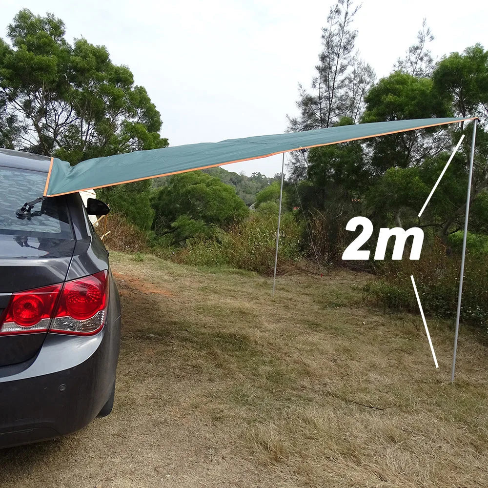 SUV, Car Side Awning ,Waterproof Tarp with Pole, Ropes, Pegs and Suction Cup Anchor, Outdoor Camping Car Tent Car Tarp Shade