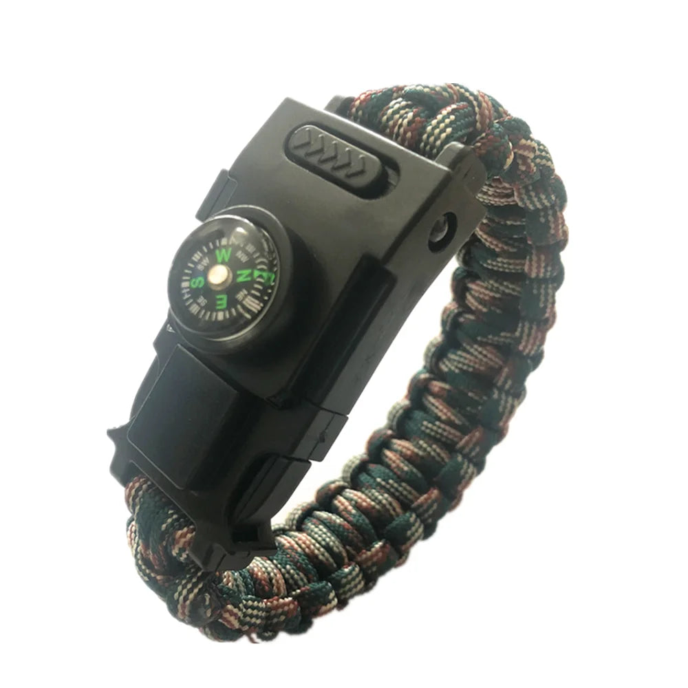 Survive Bracelet Survival Whistle Buckle Multifunction Paracord Bracelet buckle with LED Light For Camping Hiking EDC Tools