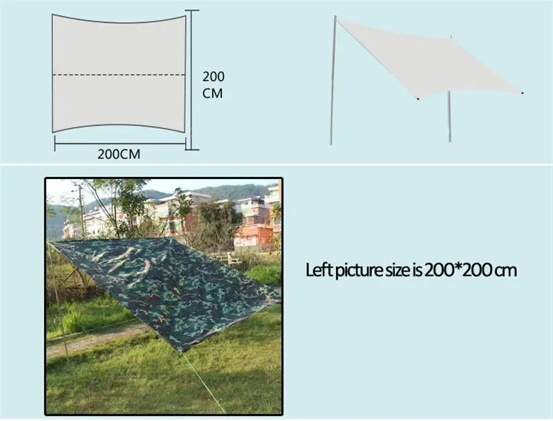 Many Size Ultralight Hunting Camouflage Shelter Waterproof Tarp Awning Tent Sunshade Net Also Use for Camping Mat