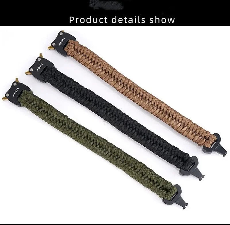 Outdoor Travel Camping Hiking 7 Core Paracord Braided Weave Plastic Buckle Paracord Survival Bracelet