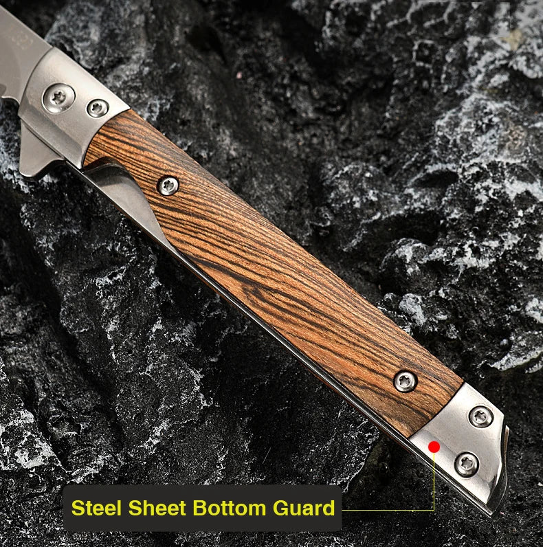 Damascus Pattern Folding Knife Multi-Purpose Outdoor Camping Quick Open Pocket Knife Stainless Steel Folding Knife