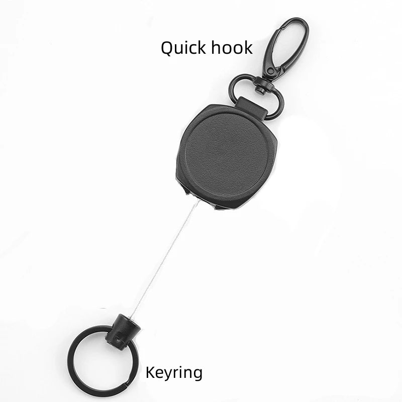 Heavy Duty Retractable Key Chains Pull Reel Carabiner Strong Steel Wire Rope Buckle Spring Key Ring Outdoor Sporty Keychain Tool