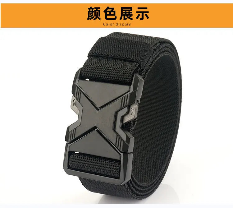 New Quick Release Metal Pluggable Buckle Tactical Belt Breathable Elastic Belts For Men Stretch Pants Waistband Hunting