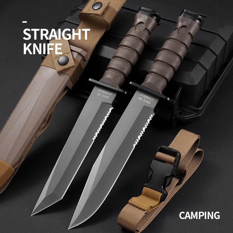 1pc，Outdoor camping knife, high-hardness mountaineering knife, jungle exploration knife, survival knife, hunting knife