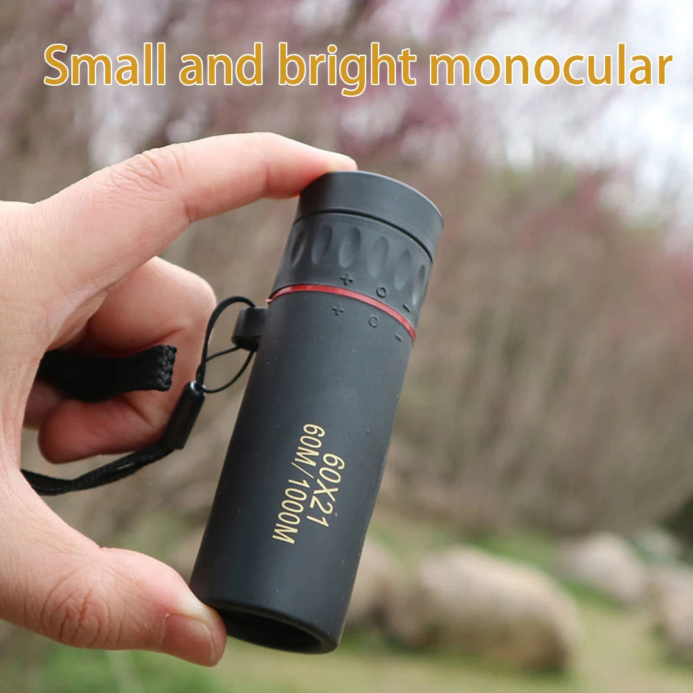 60x21 BAK4 Zoom Monocular Binoculars with Wrist Strap Mini Portable Telescope Optics Scope for Outdoor Camping Hunting Telescope