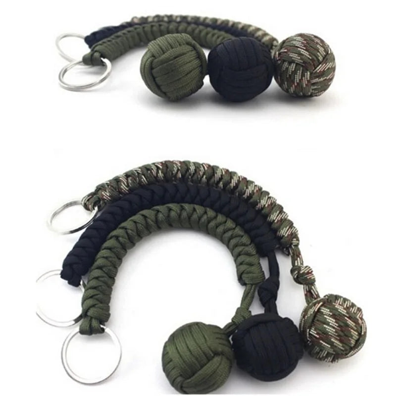 Use this braided outdoor paracord key ball Outdoor protection tool Outdoor paracord survival keychain 1PC