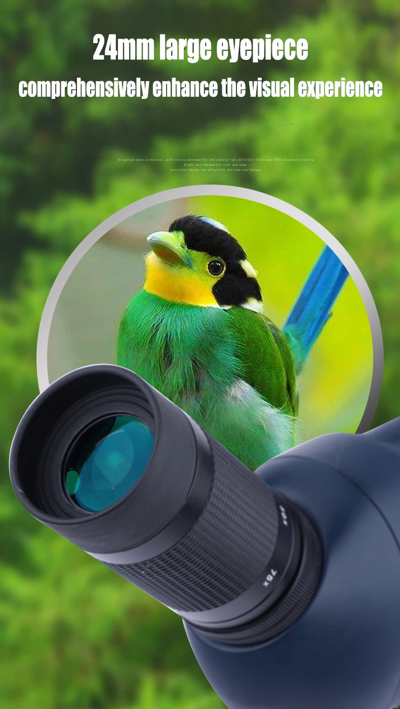 25-75x100 HD Professional Spotting Scope Monocular Telescope Carrying Bag  Night Vision Bird Watching Hunting Target Shooting