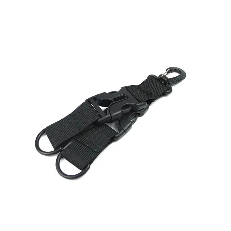 Multi functional hook and loop tactical nylon webbing backpack hook D-shaped keychain double split quick release buckle