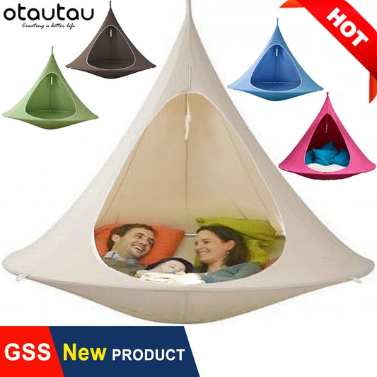 OTAUTAU Outdoor Hammock Tent Bed Hanging Swing Teepee Tree Hamaca Garden Camping Children Bedroom Room Gym Fitness Beds DC001