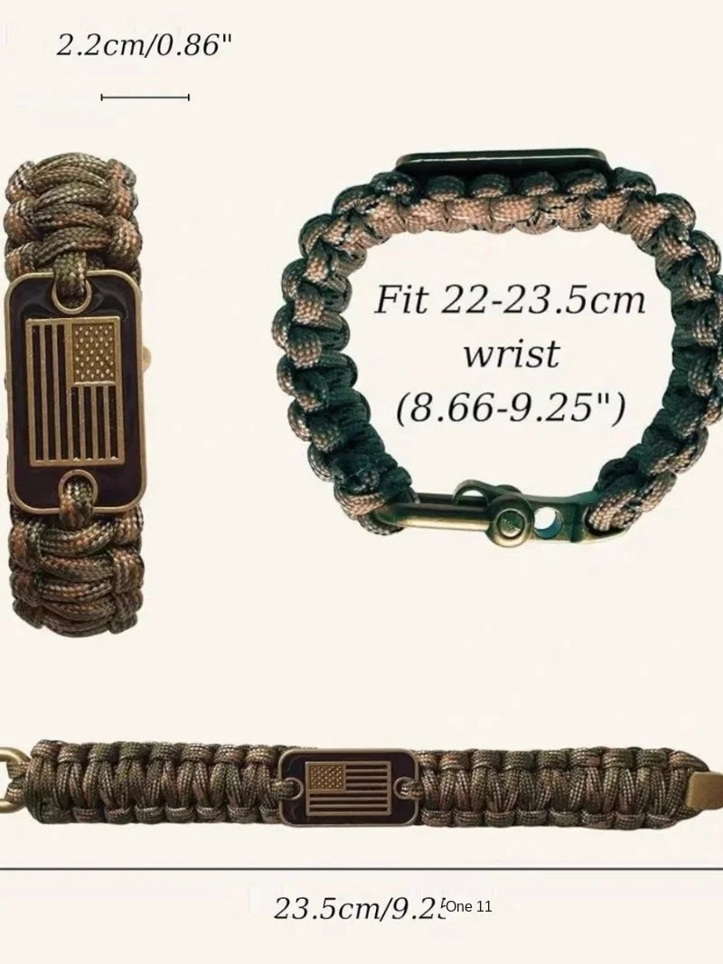 Paracord Bracelet-Bronze USA Flag Survival Bracelet Gifts for Military Veterans Gifts -3 Adjustable Sizes  - Bracelets for Men