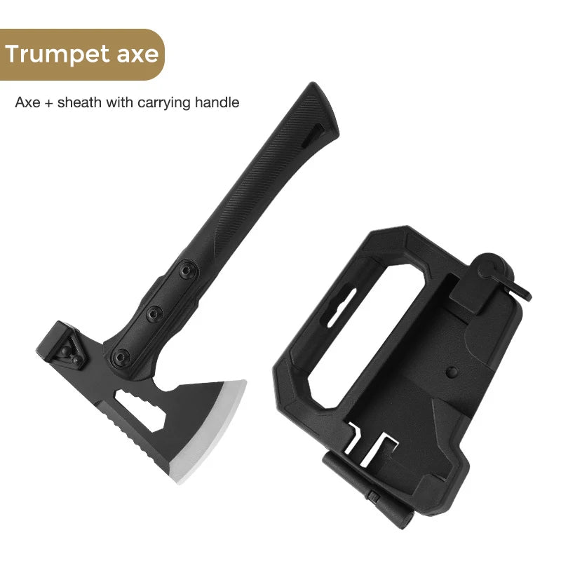 Multifunctional tactical axe open axe head knife outdoor defense survival camping tree chopping wood axe worker axe with sheath