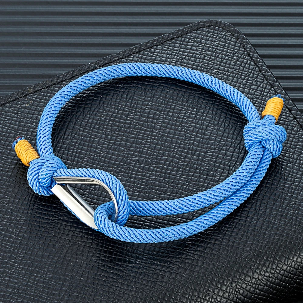 MKENDN Fashion Men Women Carabiners Bracelets Macaron color Surfer Rope Charm Bracelet Couple Festival Jewelry Gifts