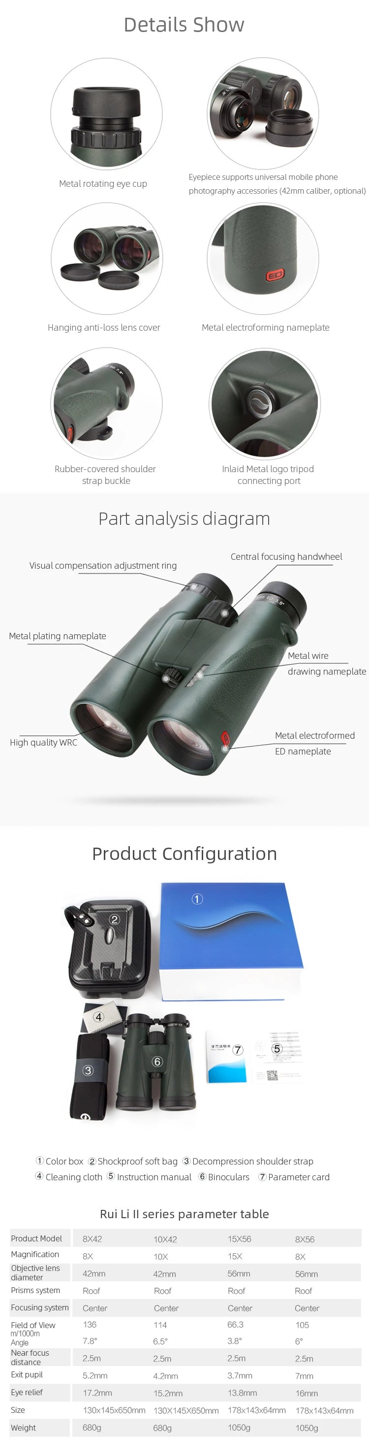 binoculars 10x42 waterproof waterproof long range Ed binoculars high resolution binoculars for adult for hunting