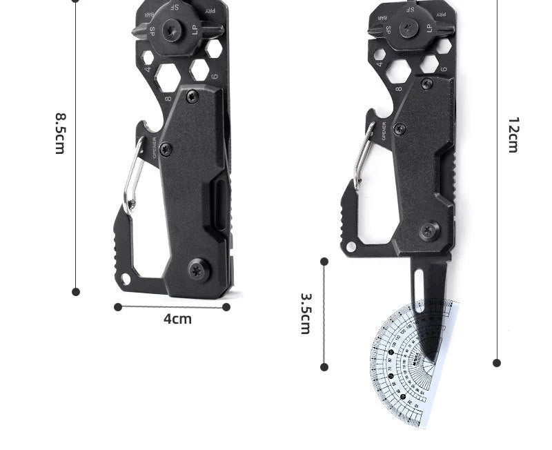 Stainless Steel Folding Knife Multifunction Outdoor Tool Fruit Cutting Picnic Peeling Keychain Camping Carabiners Screwdriver