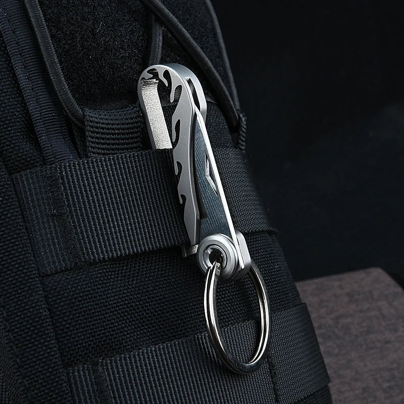 1pc Titanium Alloy Mini Pocket Knife Folding Unpacking Express Outdoor Survival Tools Portable D Ring Keychain Brass Knife