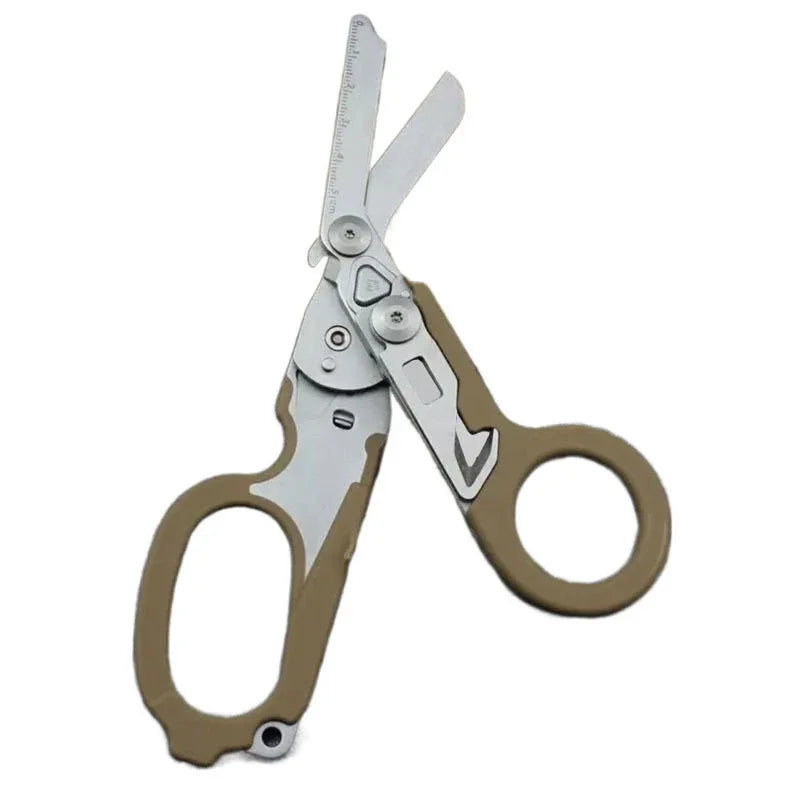 6 In1 Foldable Medical Emergency Response Scissor Shear First Aid Kit Scissors Tactical Plier Outdoor Survival EDC Tool Gear