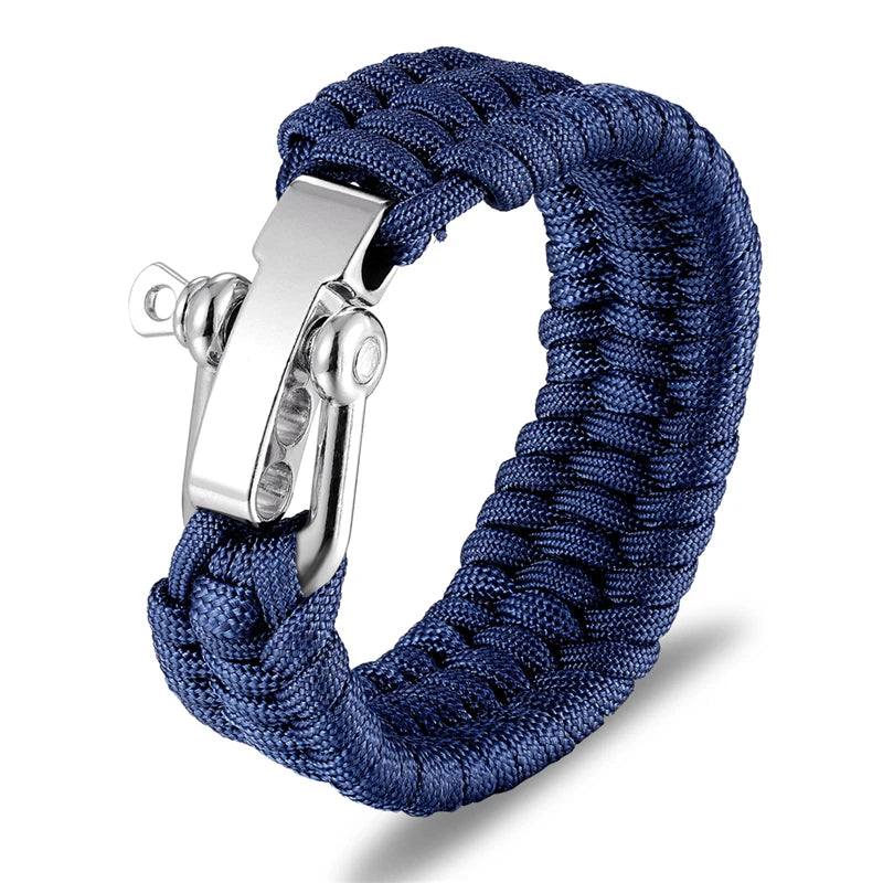 Men Women Camping Emergency Braided Adjustable Survival Bracelet Stainless Steel Buckle Paracord Outdoor Wristband Jewelry