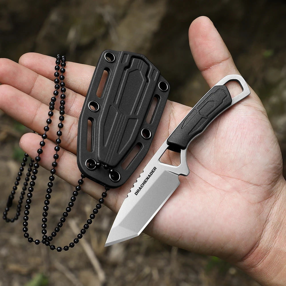 Full Tang Neck Knife Small Hunting Knife With Sheath And Neck Chain EDC Portability Camping Fishing Survival Fixed Blades