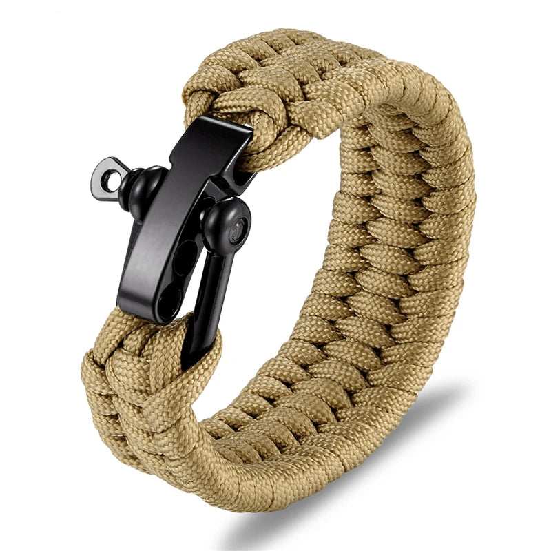 Men Women Camping Emergency Braided Adjustable Survival Bracelet Stainless Steel Buckle Paracord Outdoor Wristband Jewelry