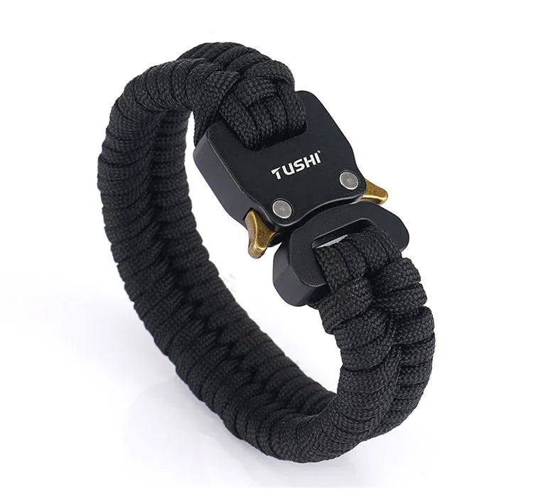 Outdoor Travel Camping Hiking 7 Core Paracord Braided Weave Plastic Buckle Paracord Survival Bracelet