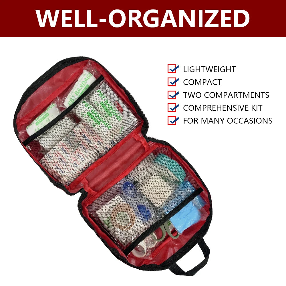 All Purpose First Aid Kit Emergency Medical Portable Bag for Outdoor Camping Hiking Home Emergency Rescue Equipment Supplies