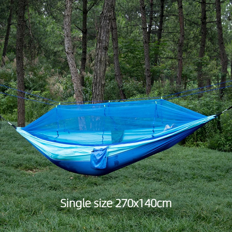 Single and Double Size Nylon Fabric Portable Travel Outdoor Camping Hanging Sleeping  Hammock with Mosquito Net