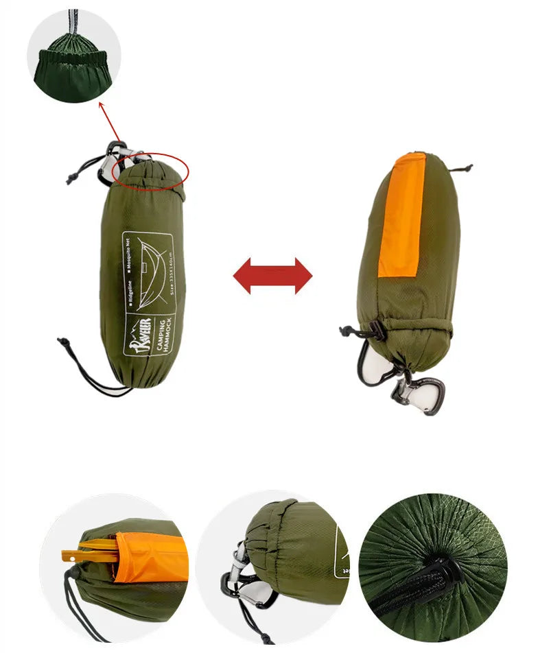 2024 Travelers camping outdoors with mosquito net hammocks, increased anti roll over speed, anti mosquito hammocks