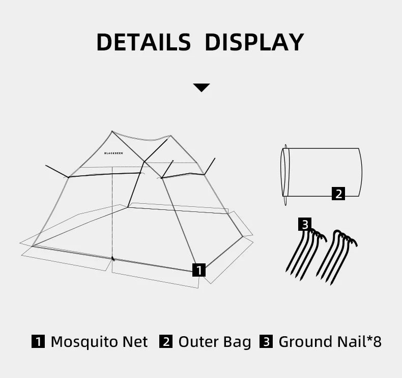 BLACKDEER Summer Canopy Anti-mosquito Mesh Tent 5-8 People Field Camping Picnic Ventilation Tent