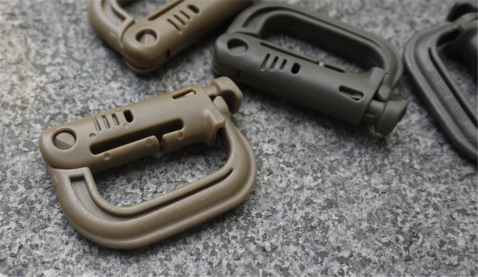 Plastic D-Ring Tactical Carabiner Keychain Hard Polymer Hanging Hook Buckle Clip Survival Tool for Outdoor Travelling Camping