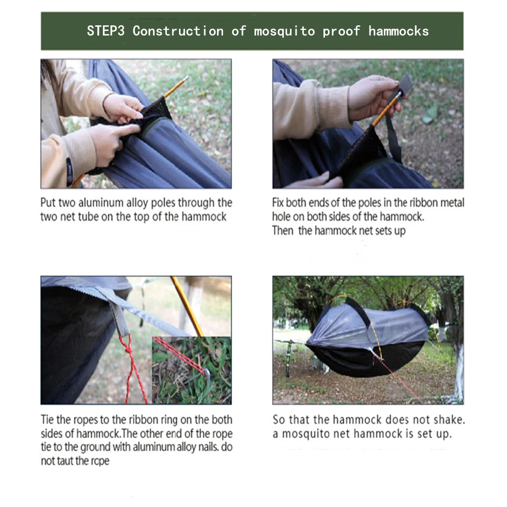 Portable Camping Mosquito Net Hammock Outdoor Garden Travel Sleeping Hanging Hammocks Swing With Waterproof Tent Awnings