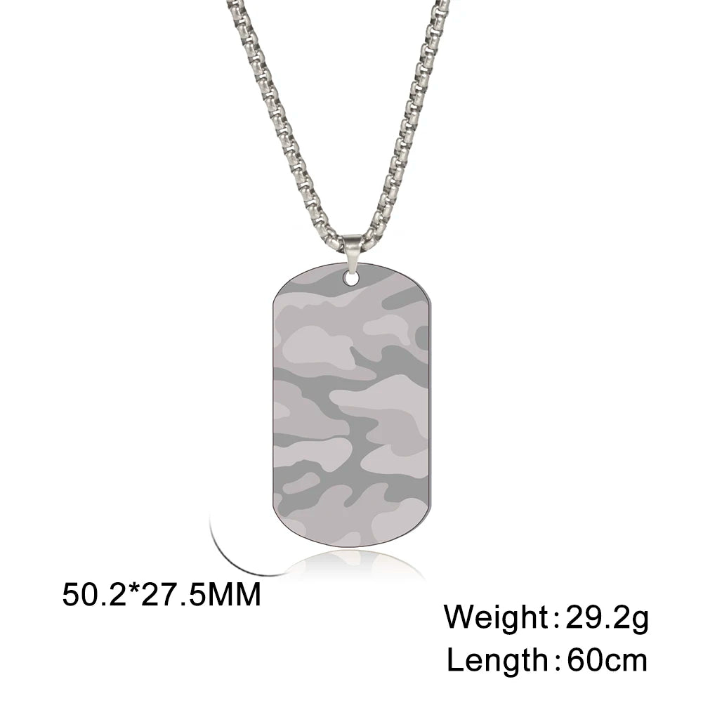 Camouflage Military Pendant Necklace for Men Stainless Steel Hip Hop Jewelry Box Chain Dog Tag Man Necklaces Fashion Gift