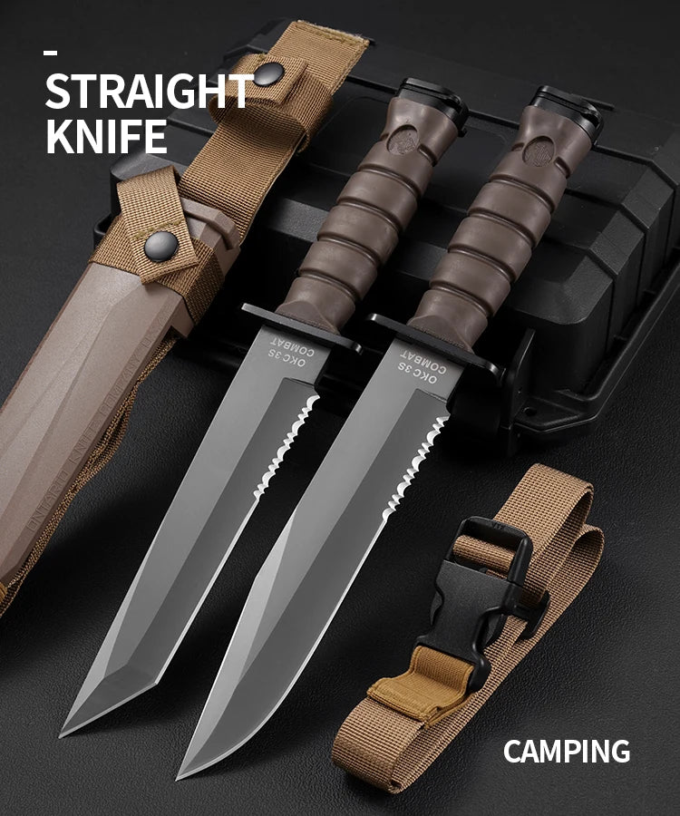 1pc，Outdoor camping knife, high-hardness mountaineering knife, jungle exploration knife, survival knife, hunting knife