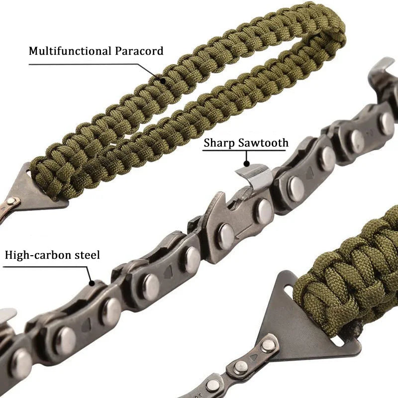 11 Tooth Handheld Chains Saw Portable Survival Hand Zipper Saw Wire Saw Outdoor Hiking Wood Cutting Tool with Bag Camping Gear