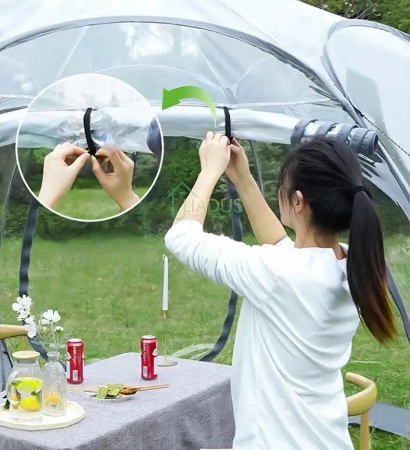 Camping Tent Star Transparent Folding 4-8 Person Portable Spherical Tent Outdoor Thickening Rain/Windproof Quick Opening Tent